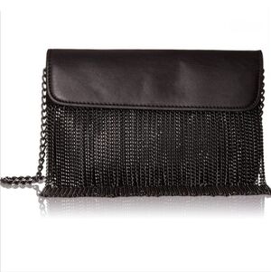 STEVE MADDEN Blite Gunmetal Chain Fringed Crossbody Bag